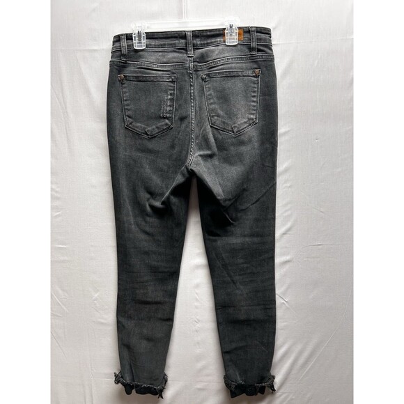 Judy Blue Black Cuffed Distressed Jeans Skinny Fit Juniors Size 7 | 28 - Picture 3 of 7